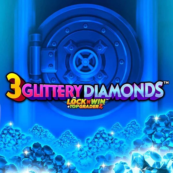 3 Glittery Diamonds slot logo by PearFiction Studios at Pinata Casino